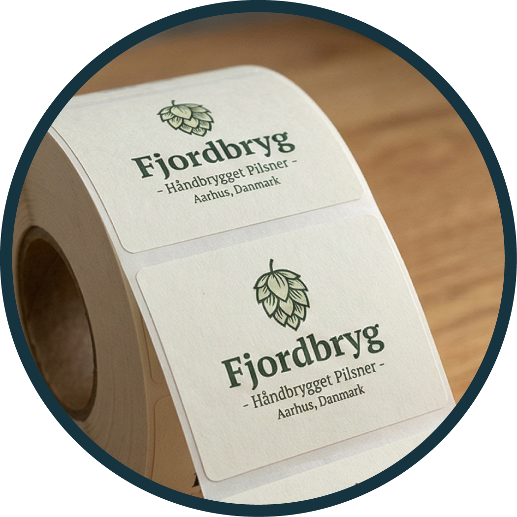 Etiketter på rulle til flasker og emballage - Brand Me