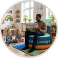 Sækkestol Lounge, Relax, Round, Sækkestol Messe, Bean Bag med tryk, Fat Boy