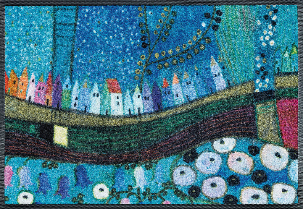 Stadt in Blau 75x120 cm