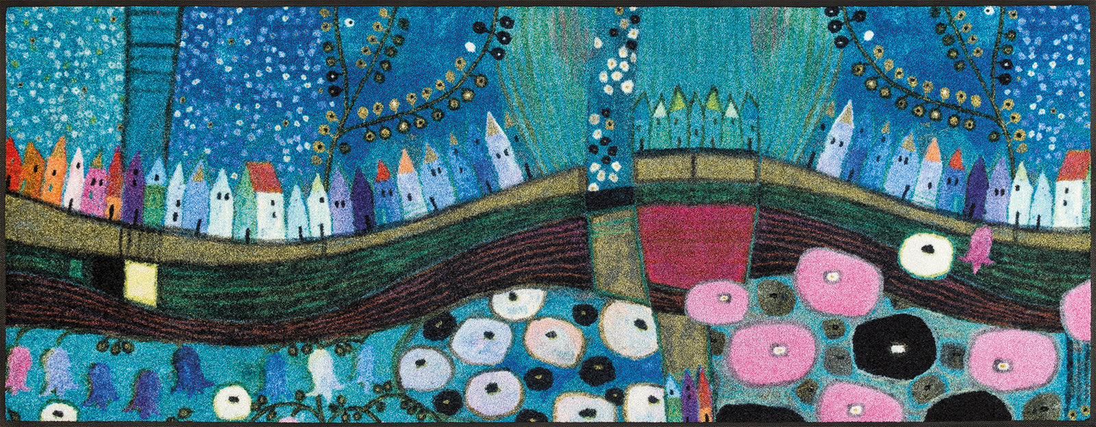 Stadt in Blau 75x190 cm