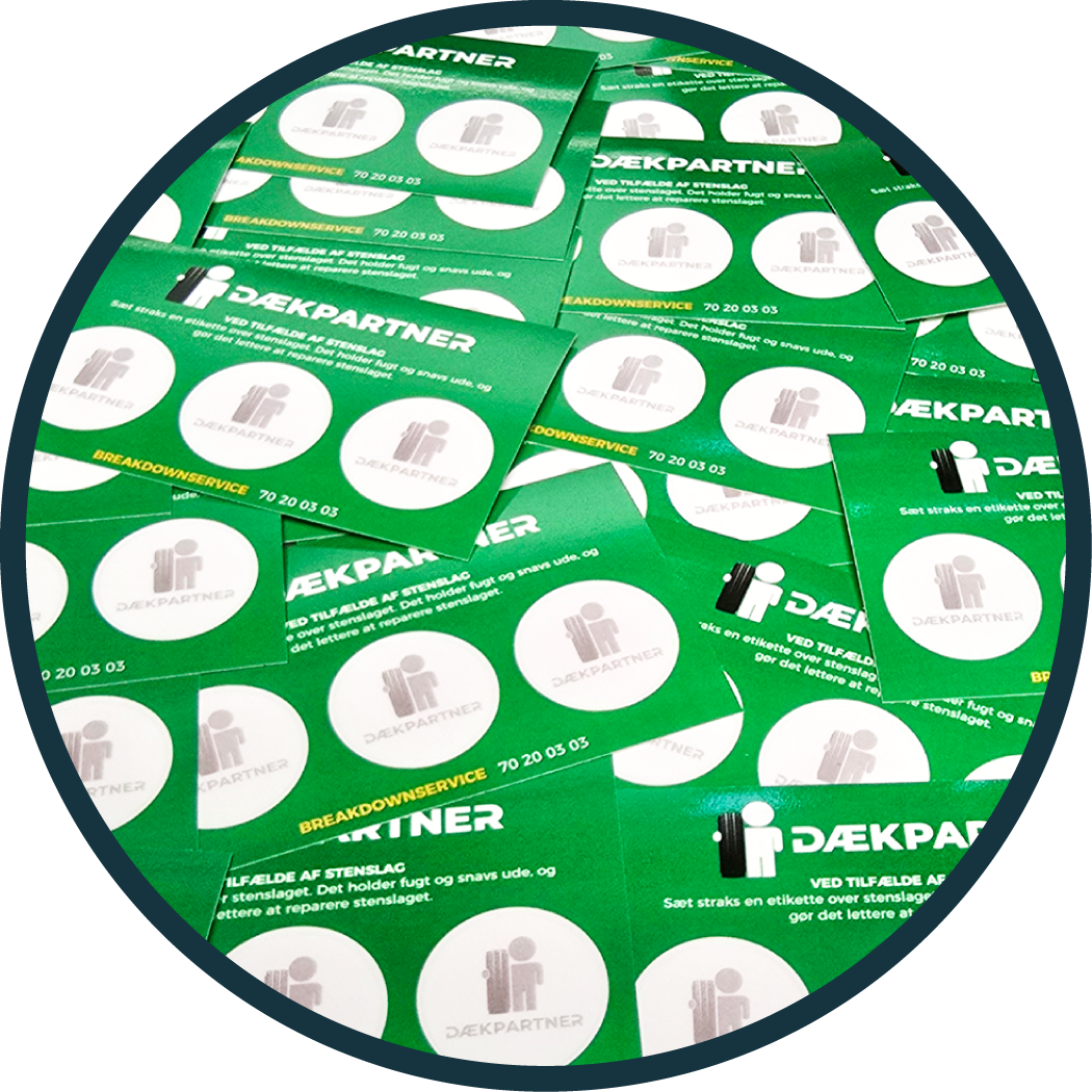 Labels og Etiketter med stenslagfolie og beskyttelse til forruden - Brand Me